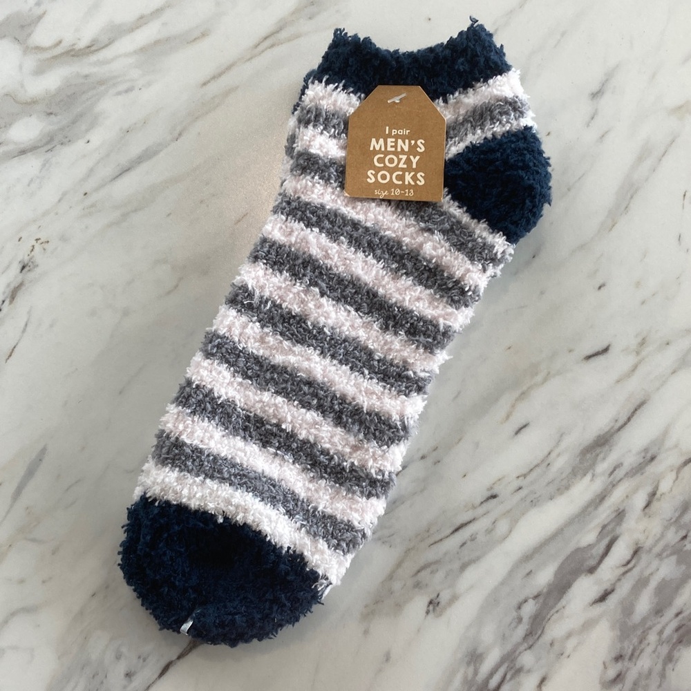 NEW Men’s Stripe Cozy Socks Blue White Gray